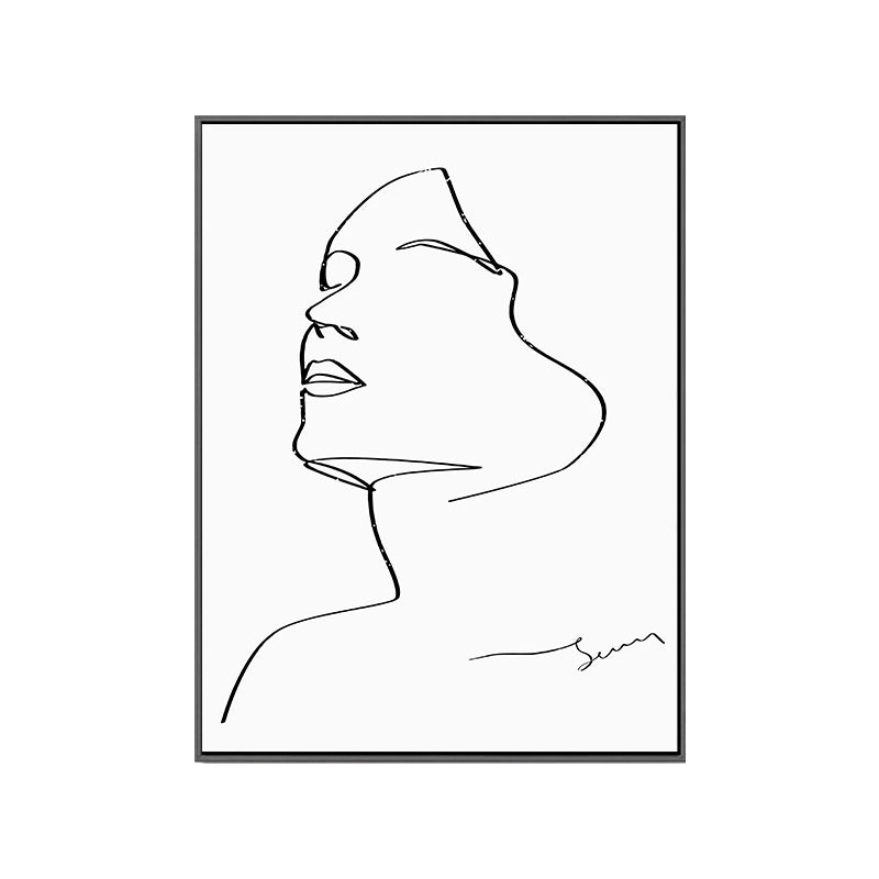 Minimalism Boy Painting Character Sketch in White Wall Art Decor, Multiple Sizes