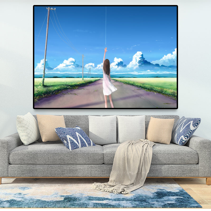 Prayed Girl Along Field Canvas Textured Living Room Wall Art Decor, Multiple Size Option