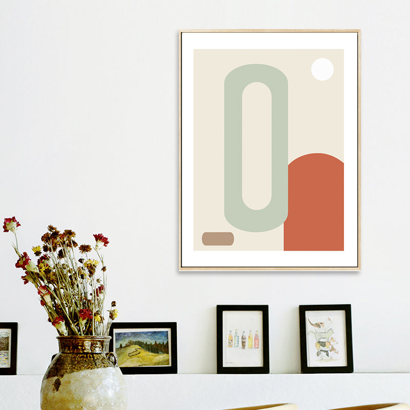 Toile à motifs géométriques de couleur douce, décoration murale texturée scandinave pour salle à manger