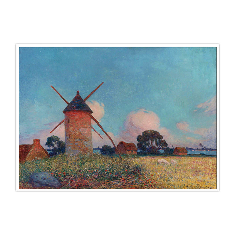 Blue Lighthouse Landscape Painting Impressionism Textured Bedroom Wall Art