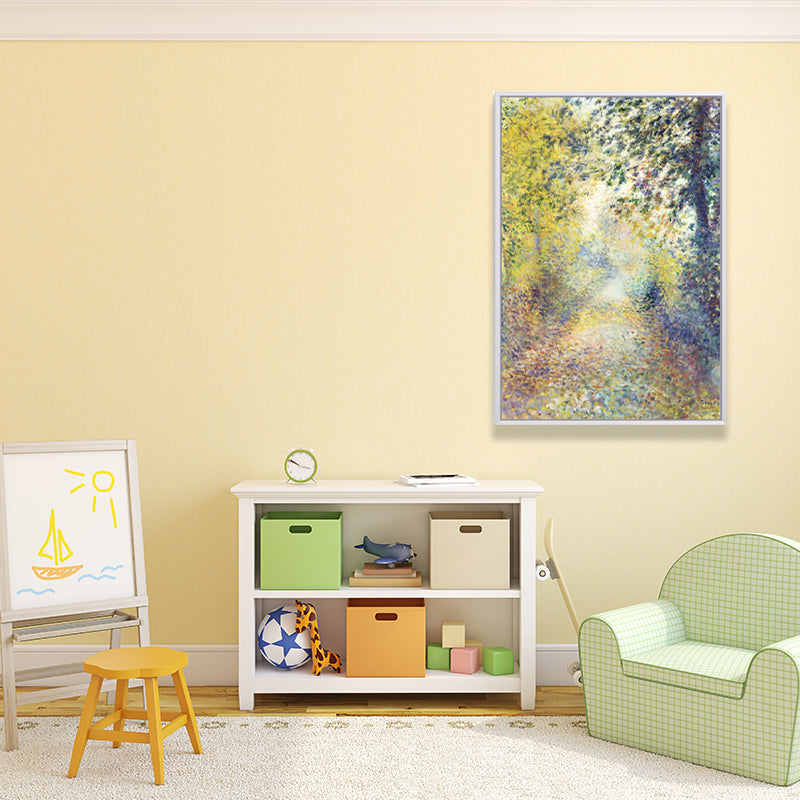 Textured Monet Pool Painting Canvas Rustic Wall Art Print for Family Room, Yellow