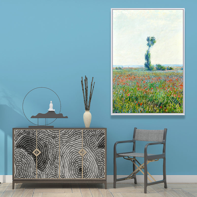 Canvas Green Art Print Farmhouse Monet Blooming Flower Field Painting Wall Decor