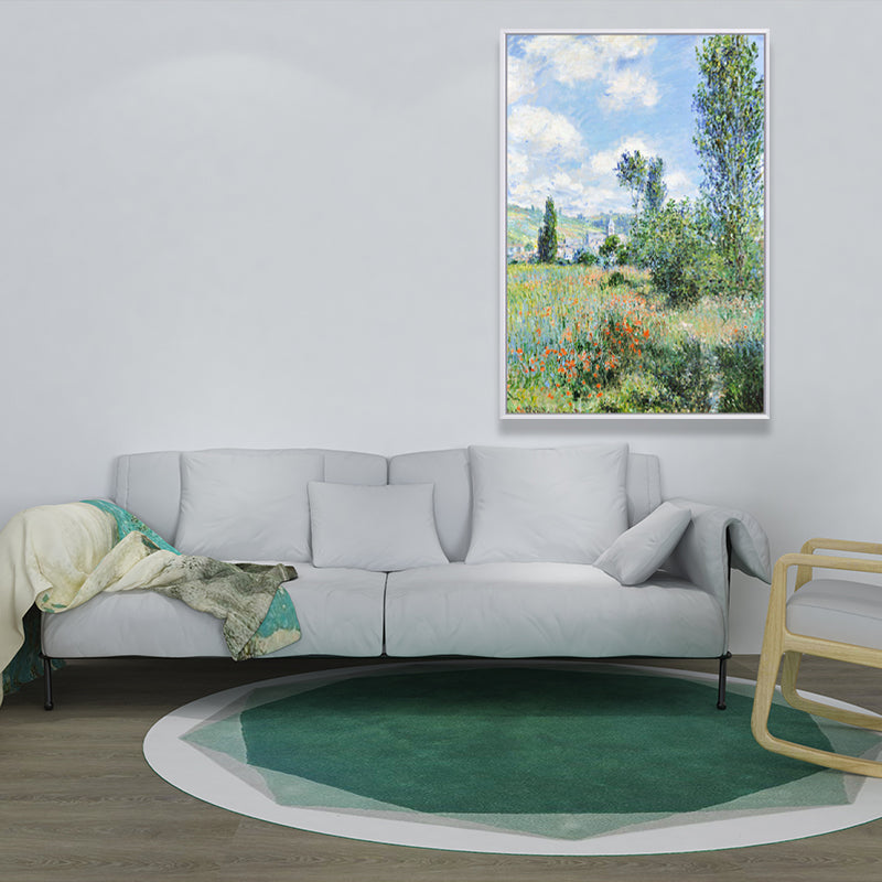 Canvas Green Art Print Farmhouse Monet Blooming Flower Field Painting Wall Decor