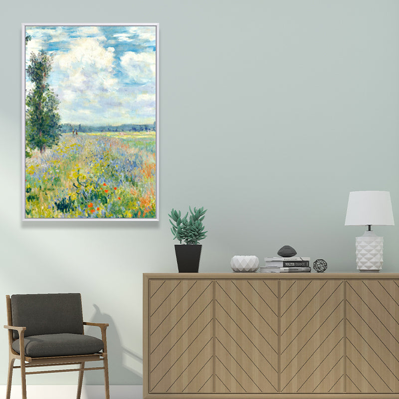Canvas Green Art Print Farmhouse Monet Blooming Flower Field Painting Wall Decor