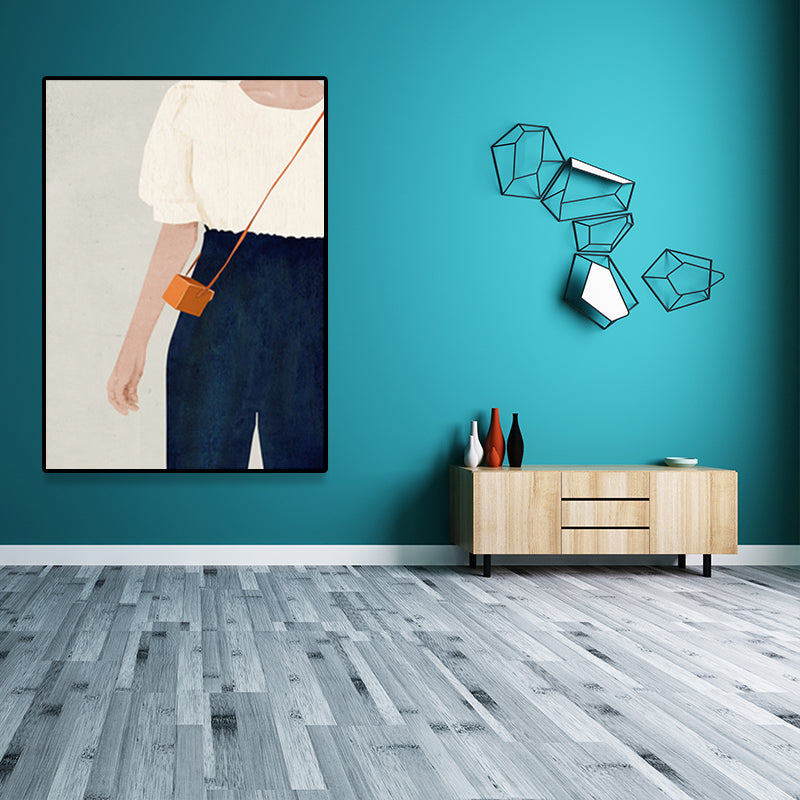 Scandinavian Fashion Girl Wall Decor Pastel Color Canvas Print for Living Room (Multiple Sizes)