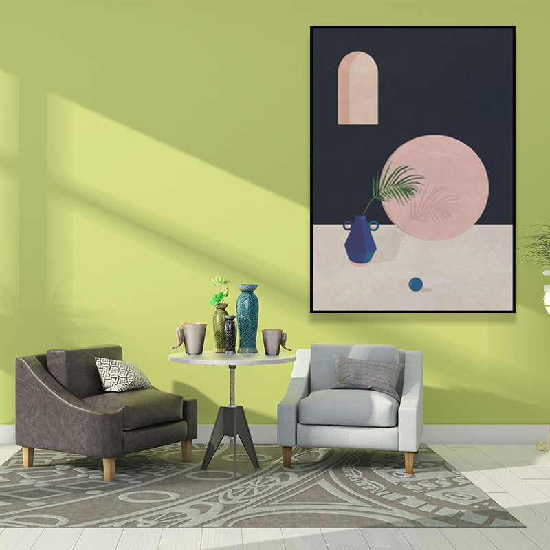 Textured Geometric and Vase Painting Scandinavian Canvas Wall Art Decor in Pastel Color