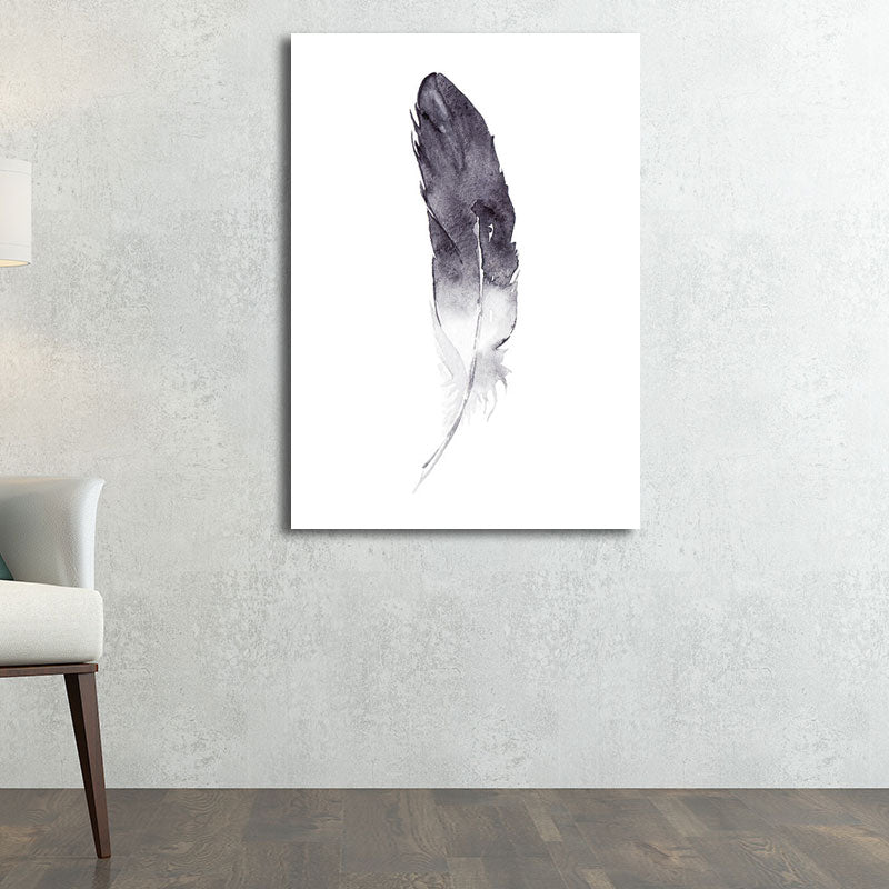 Minimalistischer Aquarell-Feder-Kunstdruck, lila strukturierte Wanddekoration für die Inneneinrichtung des Hauses