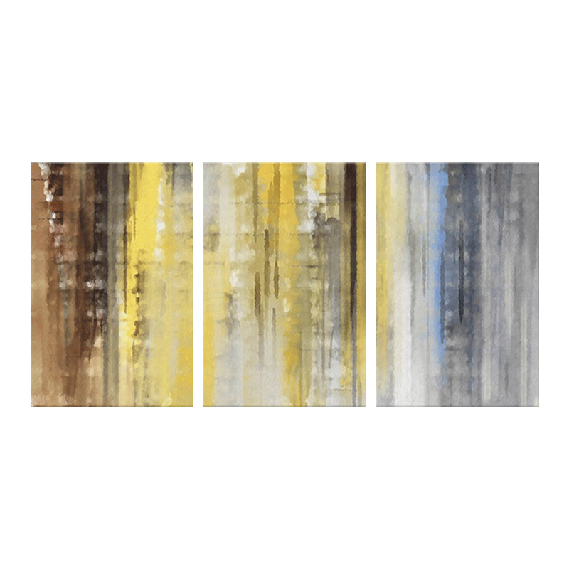 Canvas Multi-Piece Painting Modern Abstract Wall Art Print in Yellow and Brown for Home