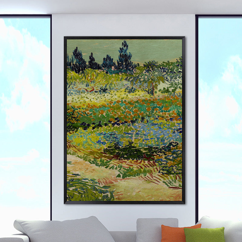 Green Farm Field Wall Art Van Gogh Farmhouse Textured Canvas Print for Home