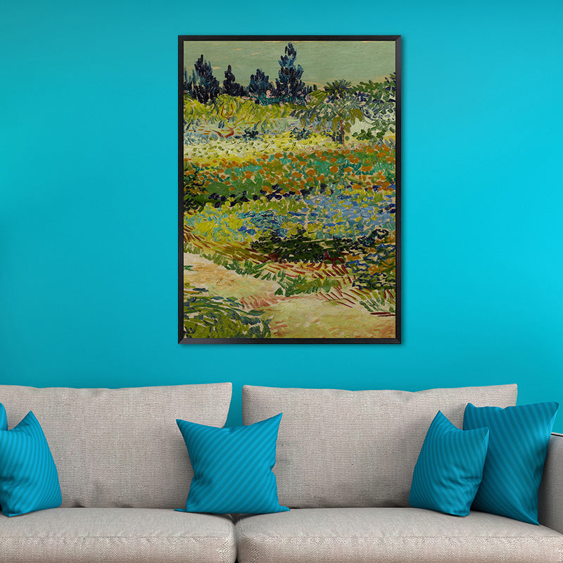 Green Farm Field Wall Art Van Gogh Farmhouse Textured Canvas Print for Home