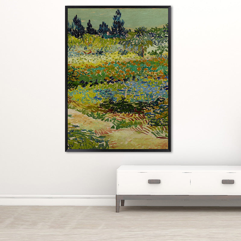 Green Farm Field Wall Art Van Gogh Farmhouse Textured Canvas Print for Home