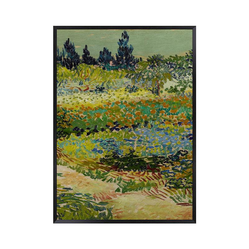 Green Farm Field Wall Art Van Gogh Farmhouse Textured Canvas Print for Home