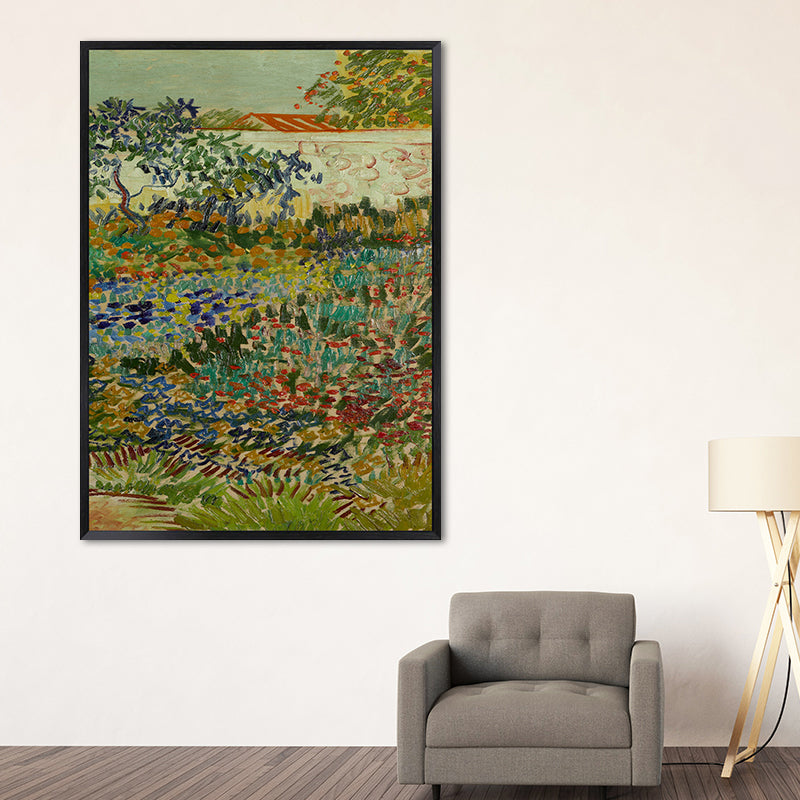 Green Farm Field Wall Art Van Gogh Farmhouse Textured Canvas Print for Home