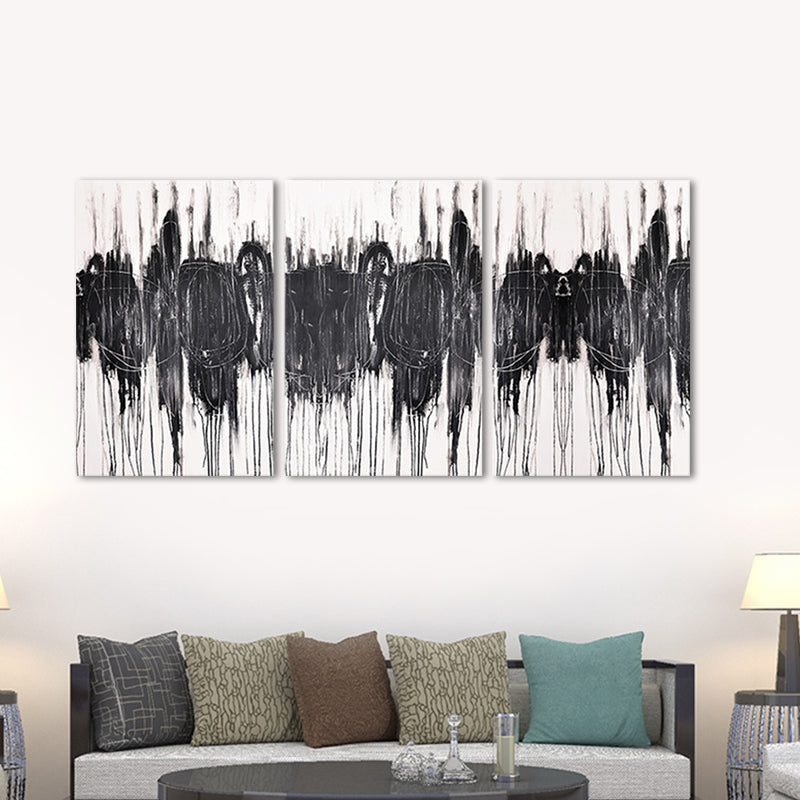 Black Modern Wall Art Print Pedestrians Canvas Painting for Sitting Room, Multi-Piece