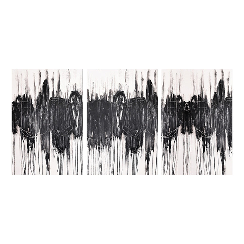 Black Modern Wall Art Print Pedestrians Canvas Painting for Sitting Room, Multi-Piece