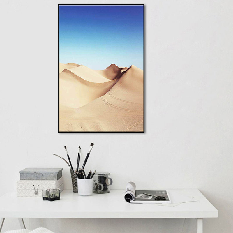 Desert Dunes Landscape Wall Art Print Modernism Textured Dining Room Canvas in Yellow