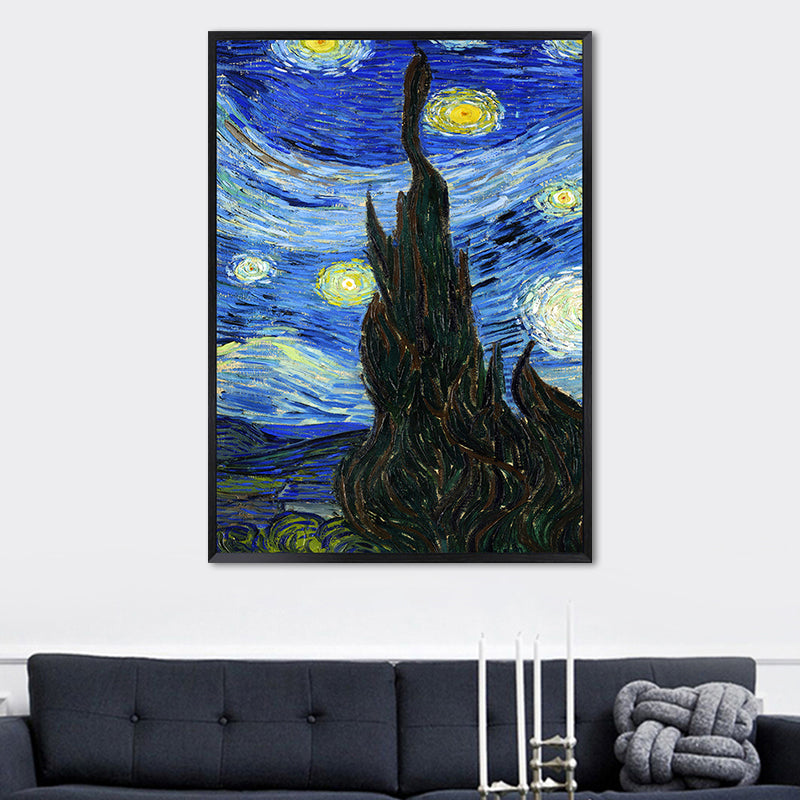 Starry Night Canvas Art Classic Enchanting Van Gogh Painting Wall Decor in Soft Color