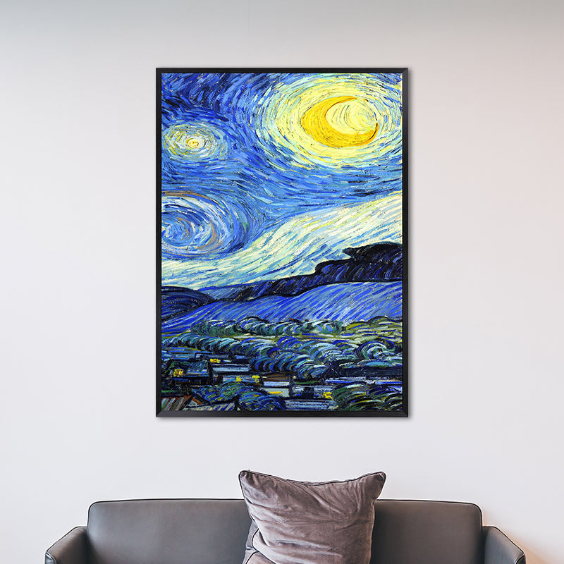 Starry Night Canvas Art Classic Enchanting Van Gogh Painting Wall Decor in Soft Color