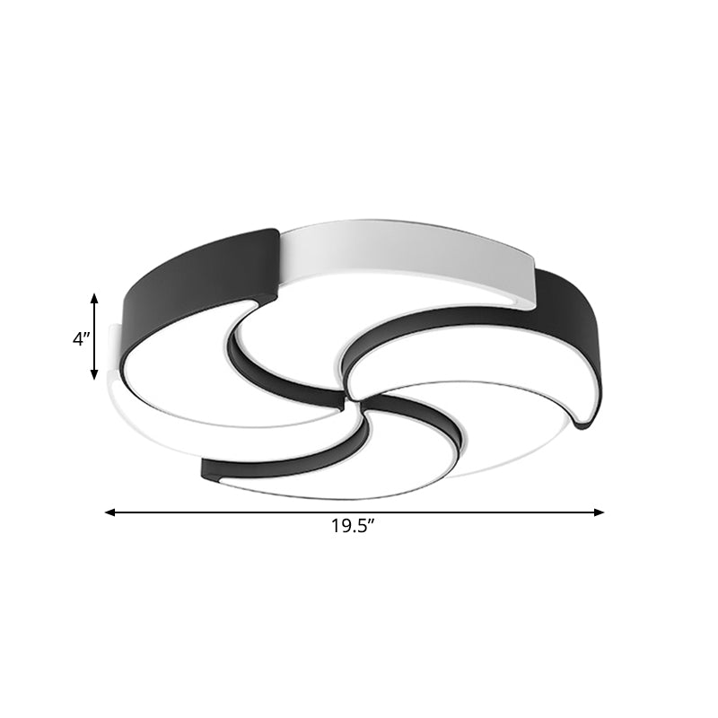 Circular Flush Mount Lighting with Windmill Design Contemporary Acrylic 19.5/"/23.5"/31" W LED Black and White Ceiling Light, Warm/White Light