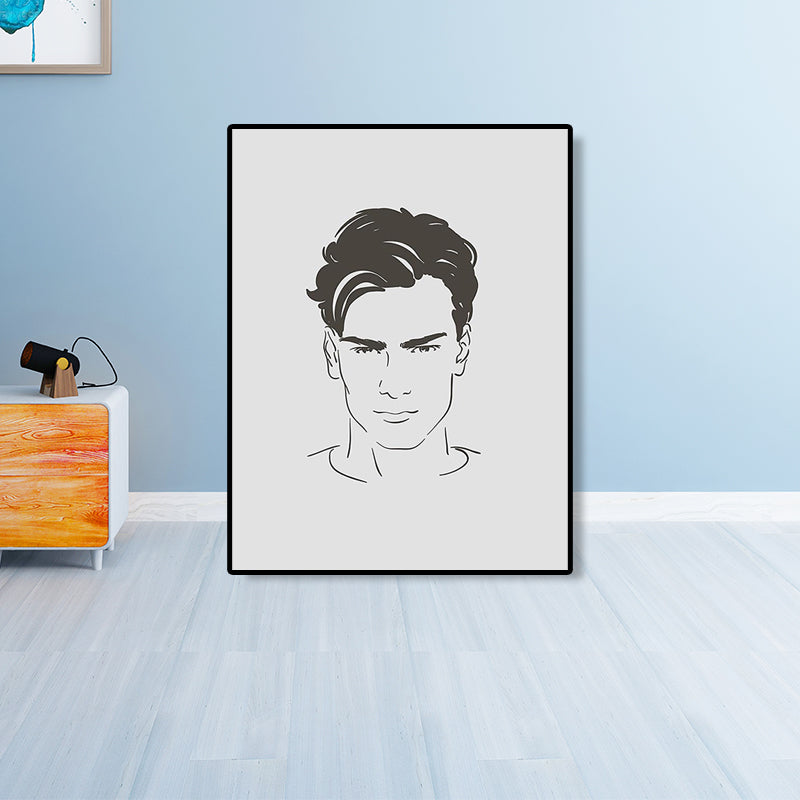 Textured Handsome Boy Portrait Art Canvas Minimalism Wall Art Print for Girls Bedroom