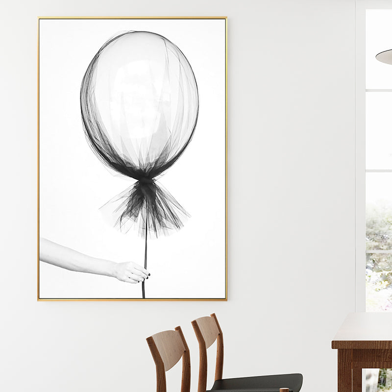 Canvas White Painting Minimalism Style Balloon Pencil Wall Art Decor, Multiple Sizes