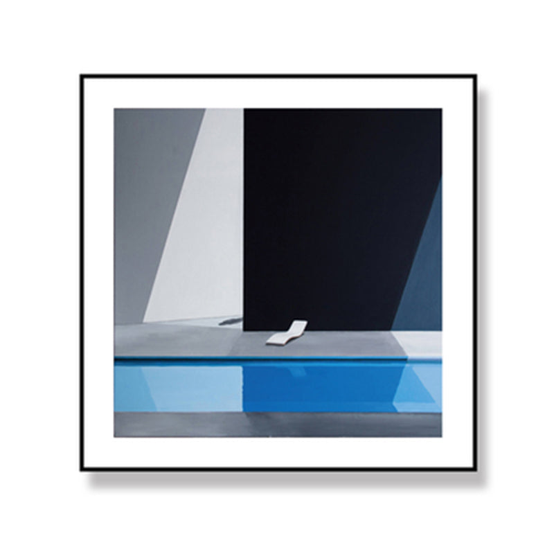 Nordic Canvas Print Dark Color Corner of a Building and Chair Wall Art Decor for Bedroom