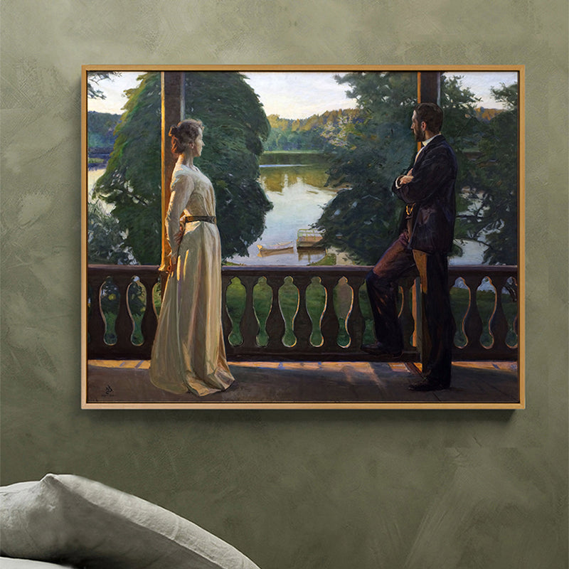 Painting Print Post-Impressionist Canvas Wall Art with Woman Portrait, Soft Color