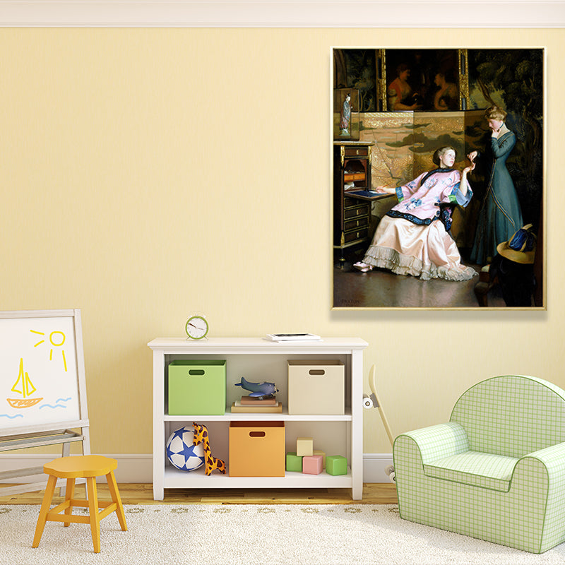 Painting Print Post-Impressionist Canvas Wall Art with Woman Portrait, Soft Color