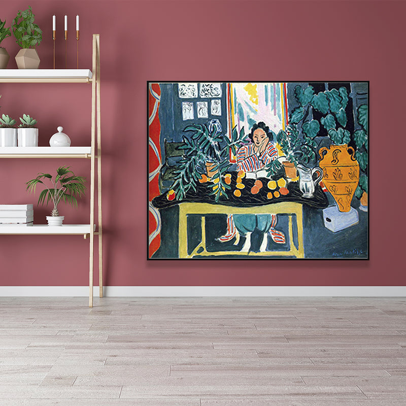 Fauvism Matisse Napping Painting Green Dining Room Wall Art, Textured Surface