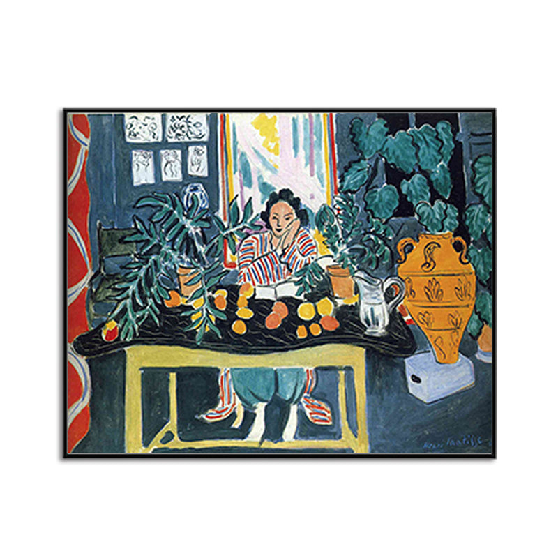 Fauvism Matisse Napping Painting Green Dining Room Wall Art, Textured Surface
