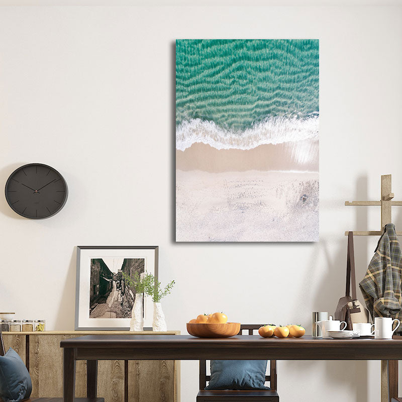 Canvas Blue Wall Decor Tropical Skyline View of Sea Waves Wall Art for Bedroom