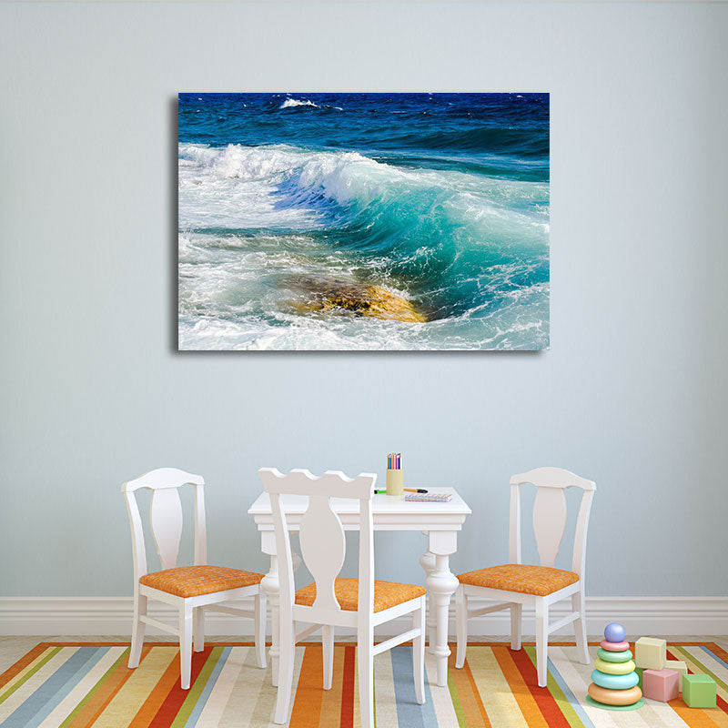 Blue Sea Surge Canvas Art Ocean Scenery Tropix Textured Wall Decor for Living Room