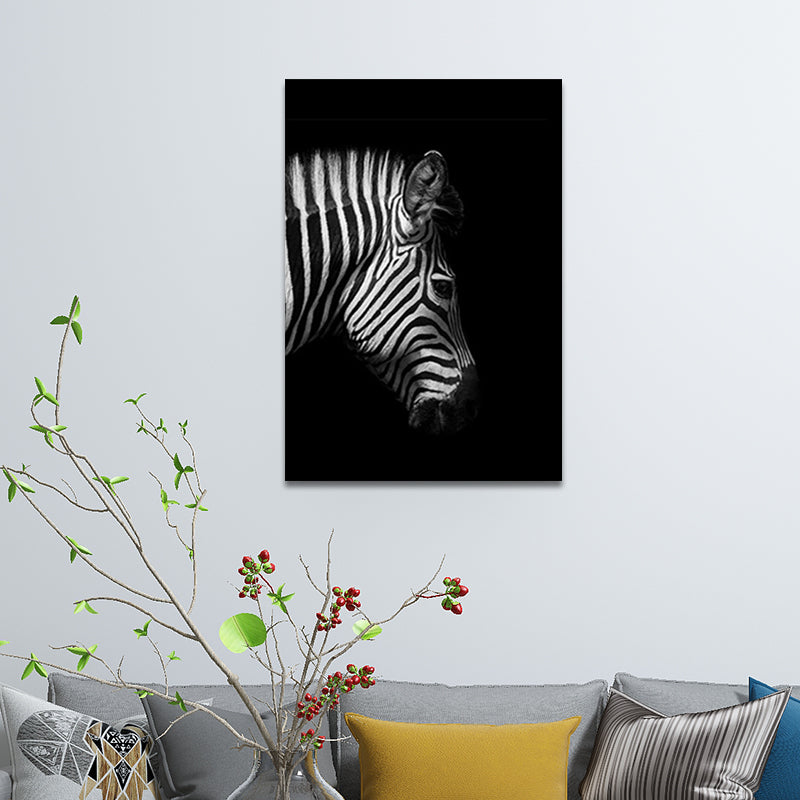 Photographs Contemporary Wall Art Print with Zebra Pattern in Dark Color for Home