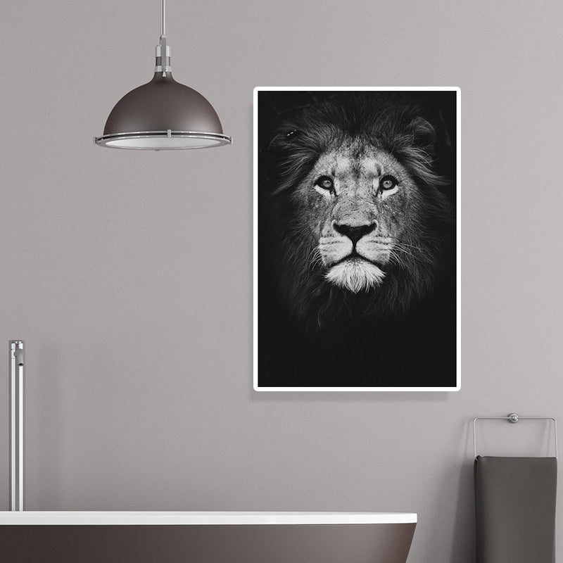 Donkere kleur leeuwenkop canvas kunst wild dier moderne getextureerde muur decor voor slaapkamer