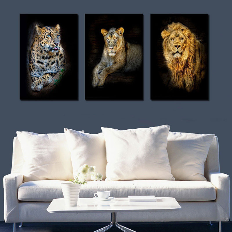 Photographie d'animaux sauvages, décoration murale pour salon, couleur foncée, Surface texturée