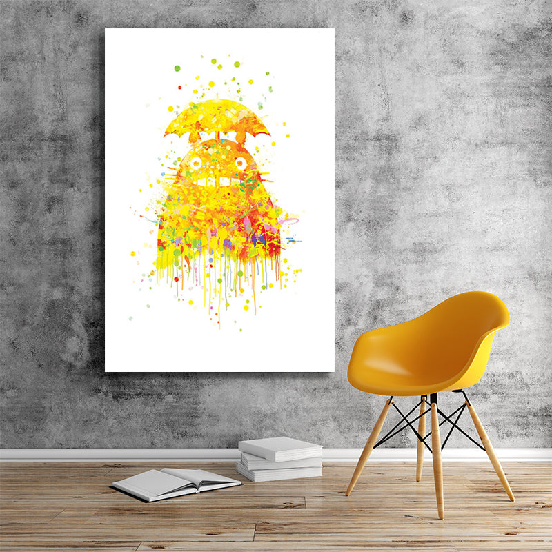 Toile d'art mural de chat de bande dessinée pour enfants, décoration murale texturée de couleur Pastel pour chambre d'enfant