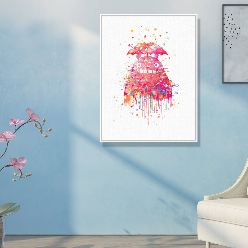 Toile d'art mural de chat de bande dessinée pour enfants, décoration murale texturée de couleur Pastel pour chambre d'enfant