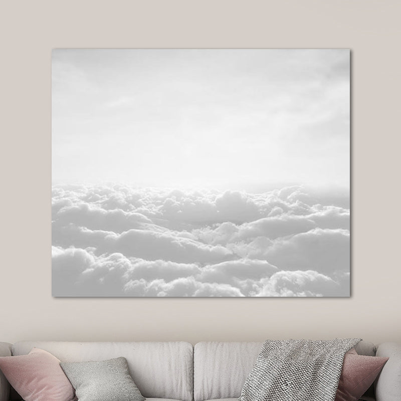 Grey Cloud Sea Canvas Wall Art Nature Scenery Modern Textured Wall Decor for Home