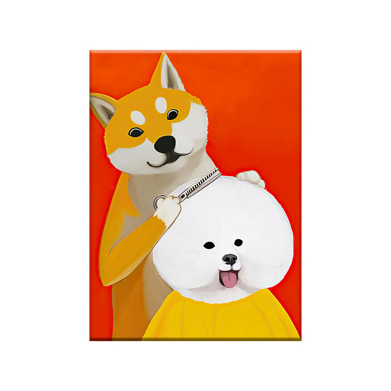 Modernist Cartoon Animal Canvas Wall Art Light Color Canvas for Childrens Bedroom