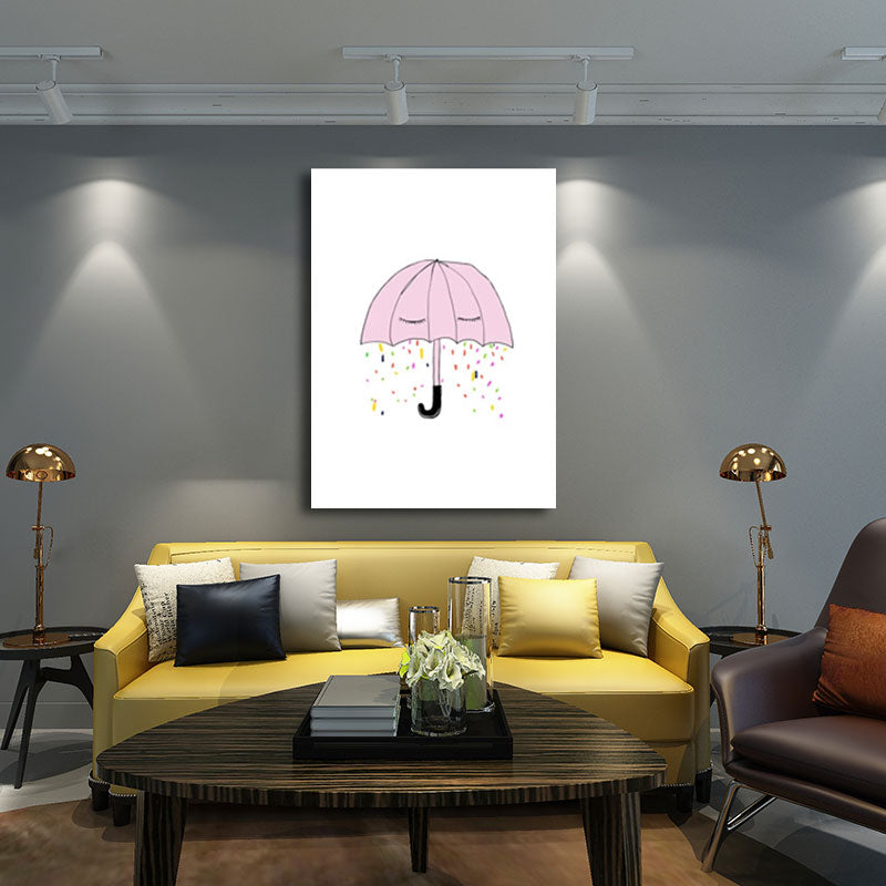 Cartoon Umbrella Paintings Canvas Decorative Pink Wall Art Decor for Children Room