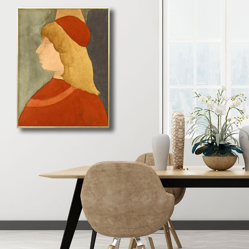 Oil Painting Maiden Art Retro Canvas Textured Wall Print in Soft Color, Multiple Sizes