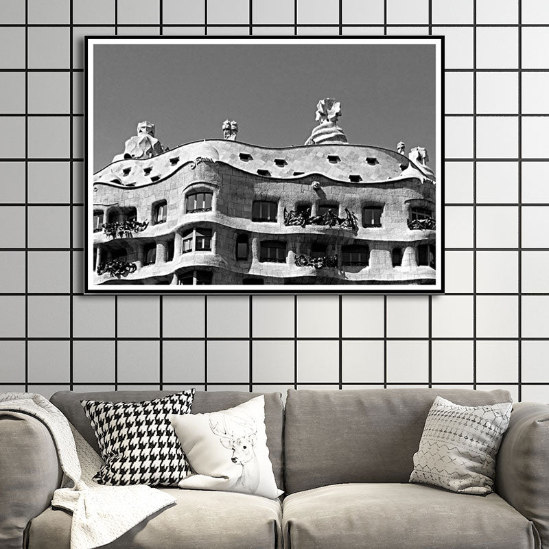 Grey Building Canvas Prints Classic Home Decor Wall Art for Sitting Room, Multiple Sizes