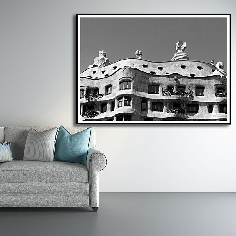 Grey Building Canvas Prints Classic Home Decor Wall Art for Sitting Room, Multiple Sizes