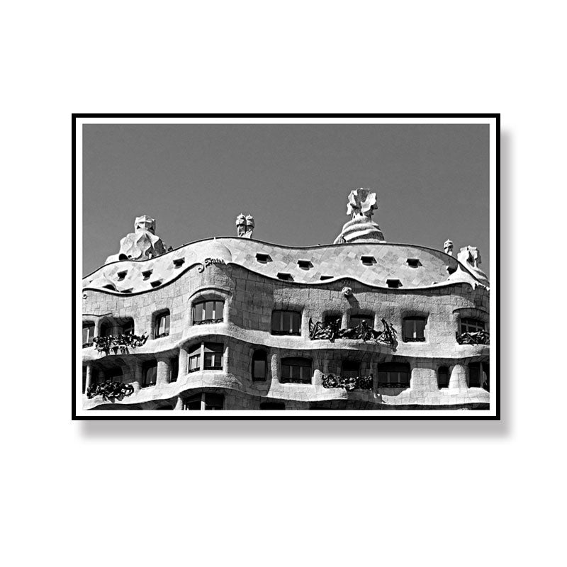 Grey Building Canvas Prints Classic Home Decor Wall Art for Sitting Room, Multiple Sizes