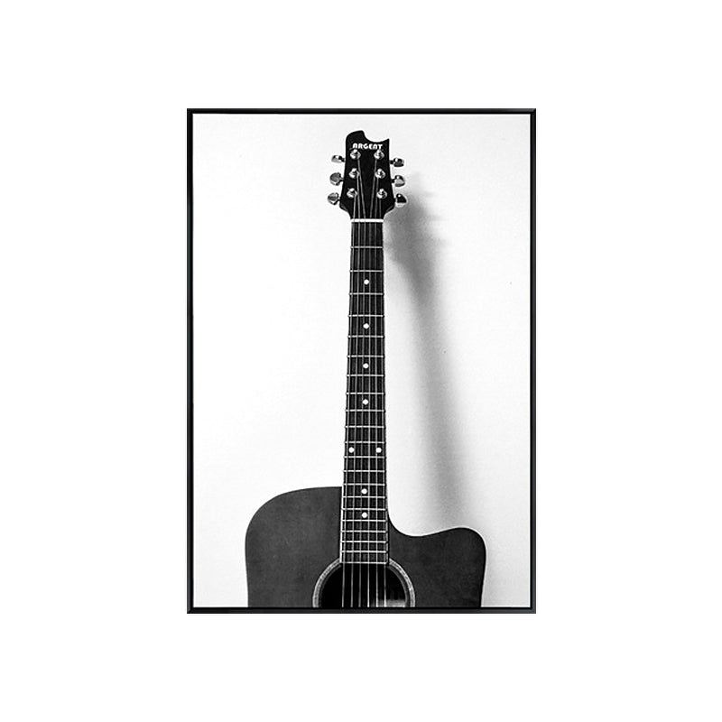 Minimalist Guitar Paintings Grey Decorative Canvas Wall Art for Bedroom, Multiple Sizes