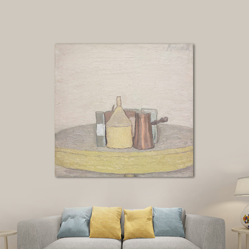 Traditional Tableware and Desk Canvas Bathroom Wall Art in Brown, Multiple Sizes