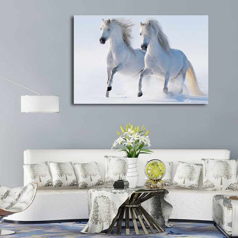 Toile imprimée cheval de Style moderne, couleur Pastel, Surface texturée, décor artistique mural pour la maison