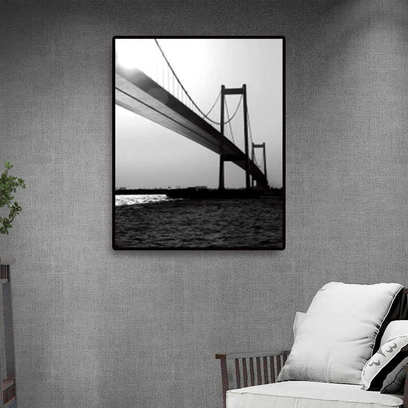 Toile murale avec pont de mer, décoration murale nostalgique, superbe paysage, couleur foncée, pour chambre