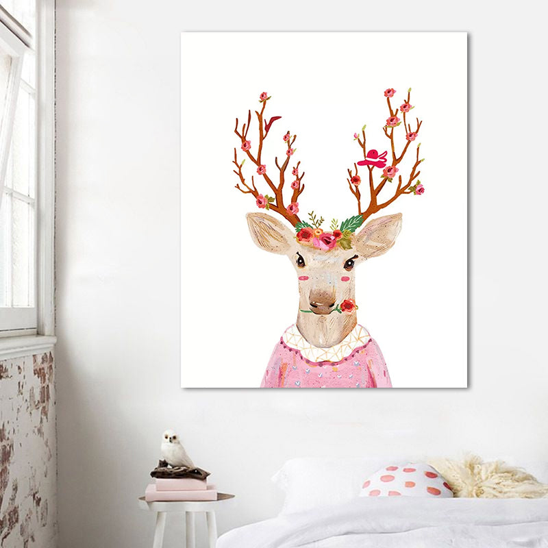 Hirschgemälde, zeitgenössisch, dekorativ für das Wohnzimmer, bunter Kunstdruck