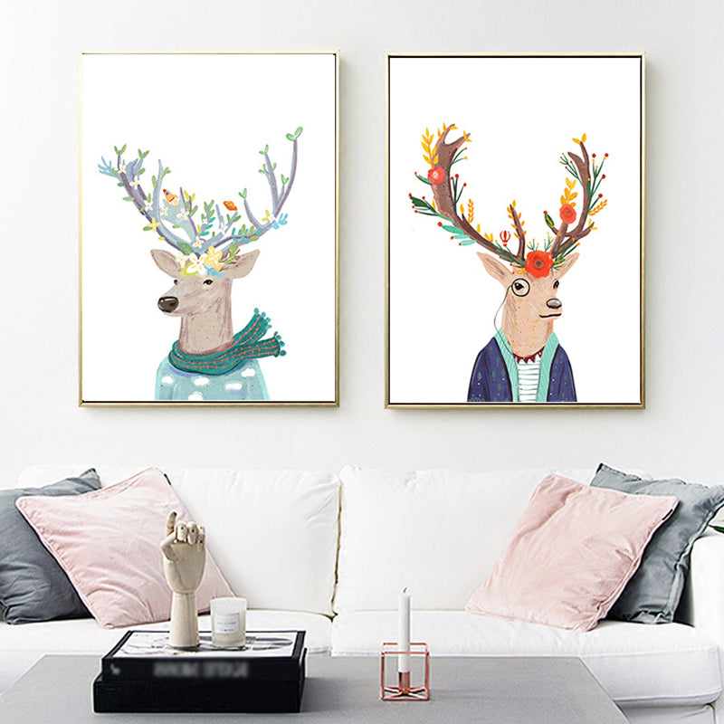 Hirschgemälde, zeitgenössisch, dekorativ für das Wohnzimmer, bunter Kunstdruck